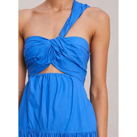 A.L.C Aubrey Dress 10 Blue Cut Out Twisted One Shoulder Cotton - Picture 3 of 15